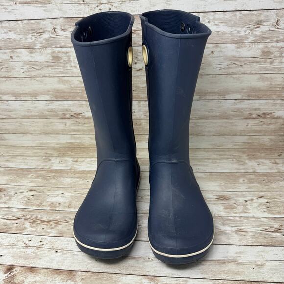 Crocs 10970 Crocband Jaunt Navy Blue Waterproof Rain Boots Women's Size 8 - Picture 2 of 8